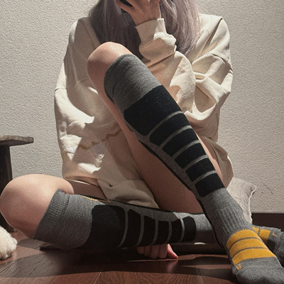 男士美利奴羊毛袜 高筒加厚滑雪袜 毛巾底户外登山保暖运动袜