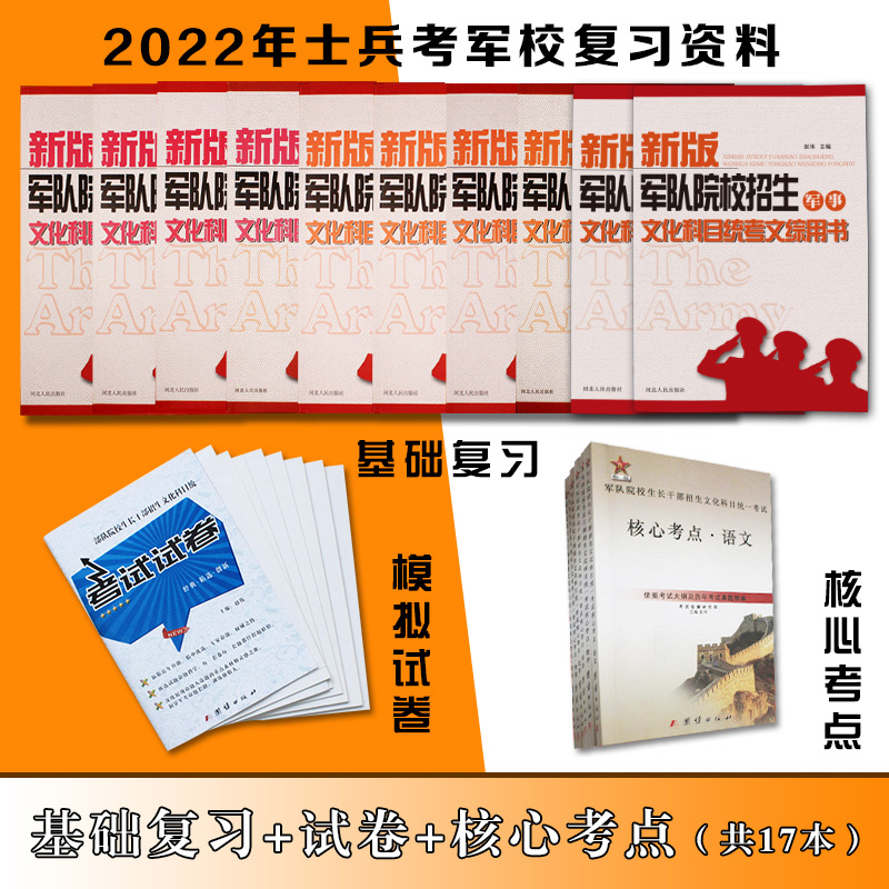 军队院校招生文化科目文综基础复习资料教材+核心考点+试卷48语文数学英语政治物理化学全套17本2023年高中生毕业军考专升本真题卷