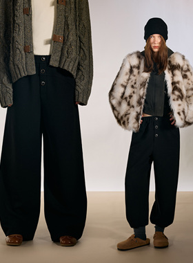 immune system 结构感剪裁垂坠Q弹宽松弹力腰灰黑卫裤长裤