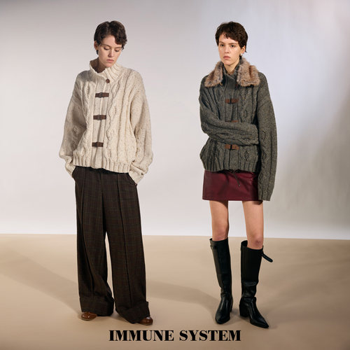 immune system 古早记忆 手工感立体扭花慵懒宽松针织开衫毛衣