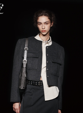 immune system免疫系统 财阀千金风羊毛毛呢短款垫肩外套