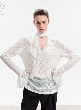 immune system 薄纱蕾丝领巾设计打底围巾长袖