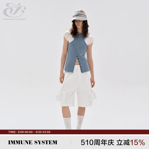 immune system 蝴蝶结裤腿白色中裤直筒