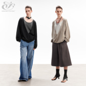 慵懒叠穿V领拼接假两件羊毛毛衣针织衫 immune system