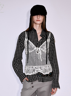 immune system免疫系统 搭配蕾丝刺绣透视网纱叠穿吊带