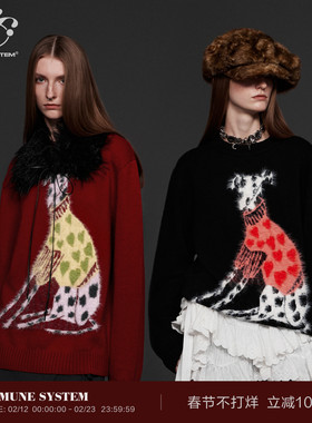 immune system免疫系统 斑点狗圆领宽松休闲毛衣