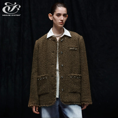 immune system【董洁同款】手工钉珠廓形无性别小香风羊毛外套