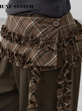 immune system 格纹俏皮花边流苏腰部可调节屁帘