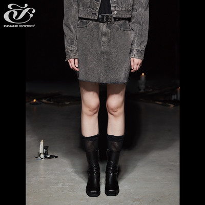 IMMUNESYSTEM水洗黑牛仔短裙