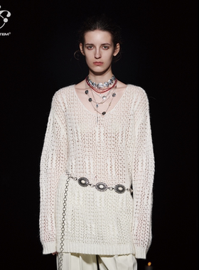 【李一桐同款】immune system羊毛针织衫宽松镂空扭花罩衫毛衣