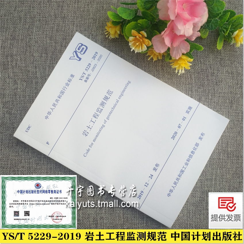 正版现货 YS/T 5229-2019 岩土工程监测规范 有色金属行业标准规范 中国有色金属工业昆明勘察设计研究院有限公司 中国计划出版社