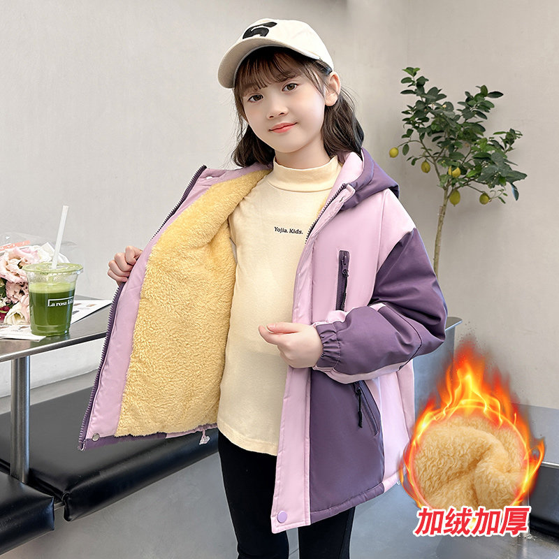女童加绒外套秋冬款2024新款洋气时髦女孩冲锋衣儿童风衣加厚秋装,童装/婴儿装/亲子装,普通外套,淘宝优惠券,粉丝福利购,淘宝优惠卷