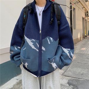 1016-AM53-P45 美式雪山开领针织衫男女加厚针织外套图片
