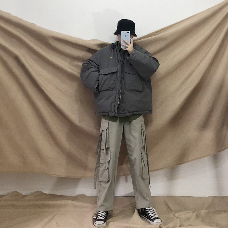 1016-M218-P88冬季保暖棉袄男生外套宽松加厚工装刺绣棉服,男装棉衣,星座1016