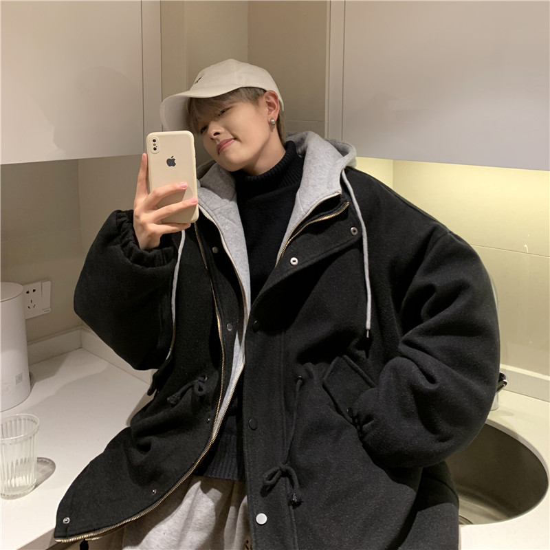 1016-AY30-P135假两件风衣男秋季韩版设计感高级毛呢大衣呢子外套,男装风衣,星座1016