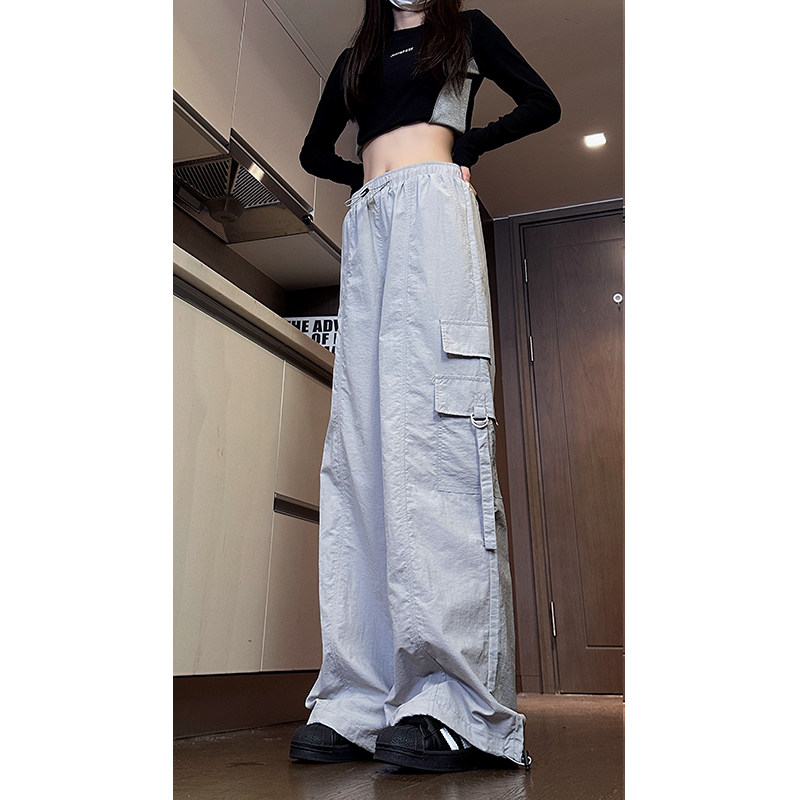 1016-K323-P48美式工装裤降落伞冲锋裤抽绳宽松阔腿束脚休闲裤,男装工装外套,星座1016