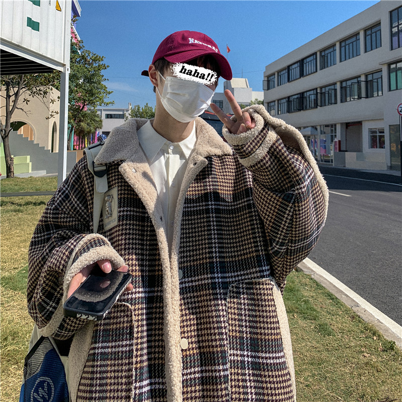 1016-BW30-P108 毛呢格子棉服冬季美式穿搭加绒外套图片