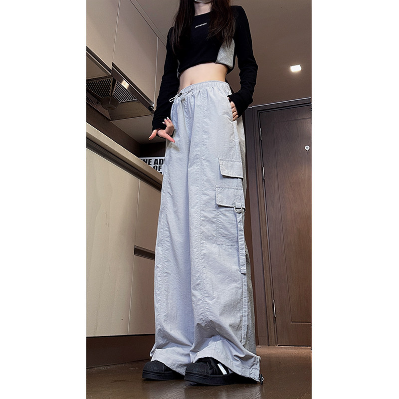 1016-K323-P48美式工装裤降落伞冲锋裤抽绳宽松阔腿束脚休闲裤,男装工装外套,星座1016