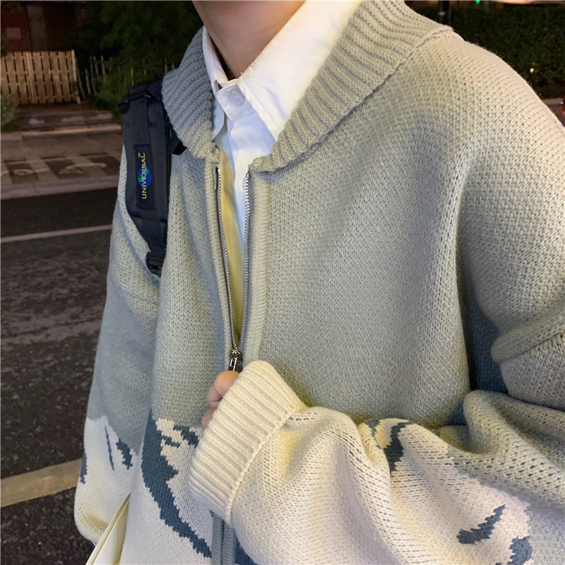 1016-AM53-P45美式雪山开领针织衫男女加厚针织外套,男装针织衫/毛衣,星座1016