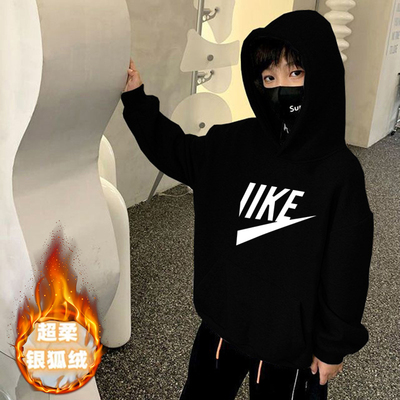 男童加绒卫衣秋冬中大童保暖绒衫