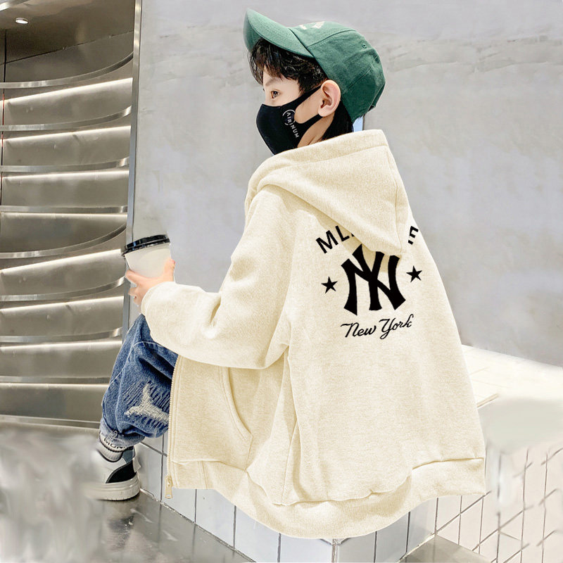 男童外套春秋冬加绒加厚中大童儿童开衫连帽卫衣男孩秋季童装上衣