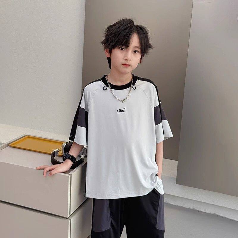 男童夏季运动套装儿童速干短袖短裤2026新款中大童透气两件套薄款