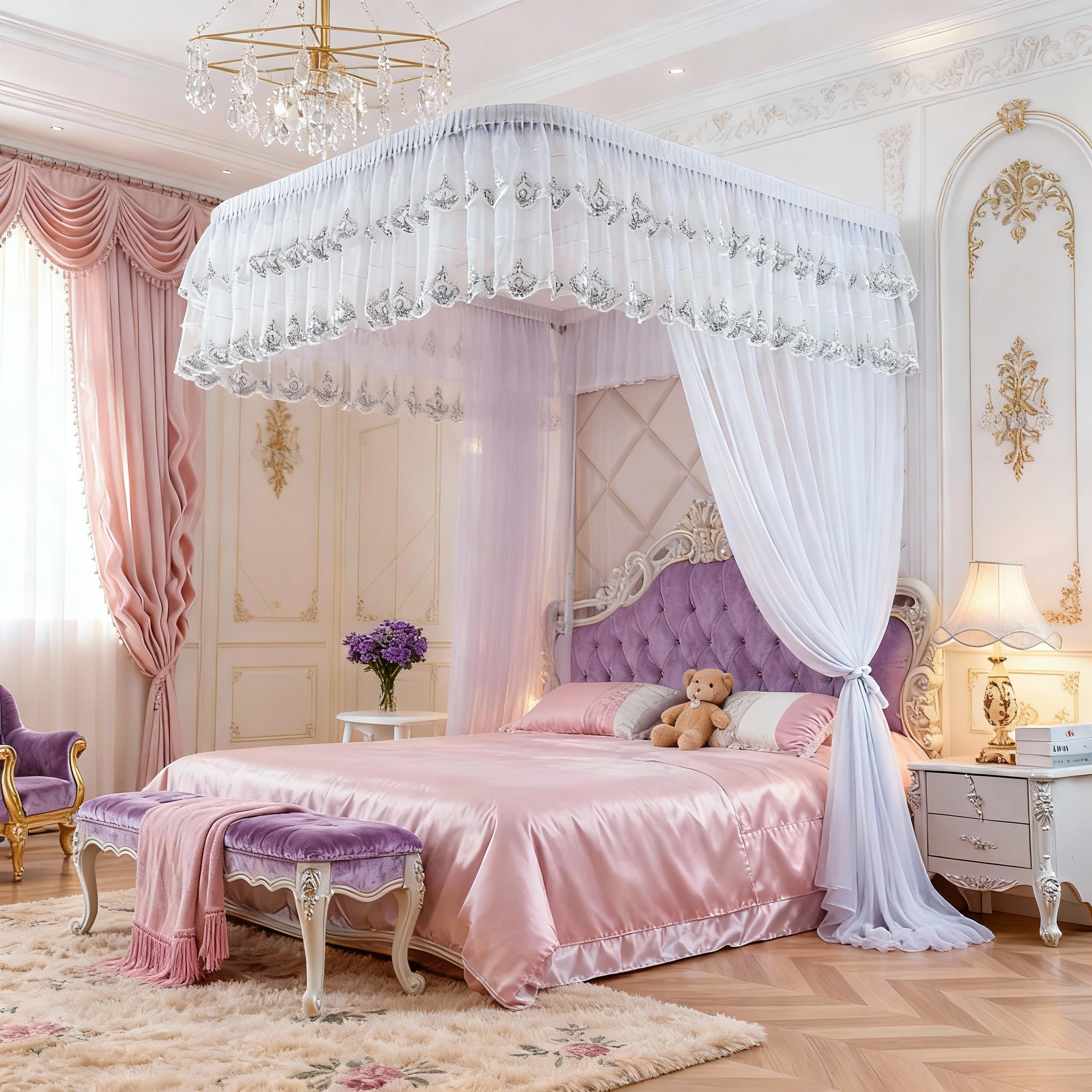 欧式公主风拉幕导轨蚊帐