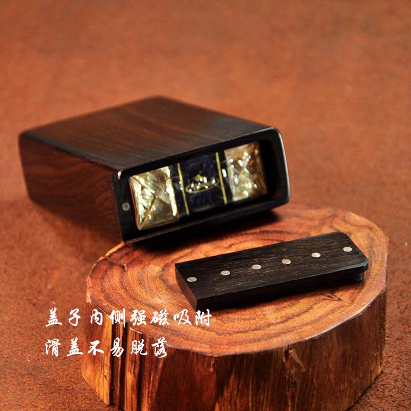 乌木推盖粗烟20支实木10支整木掏空便携个性定制商务礼品男友烟盒
