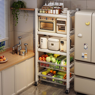 帅仕厨房置物架落地多层家用多功能微波炉水果篮蔬菜收纳筐菜架子