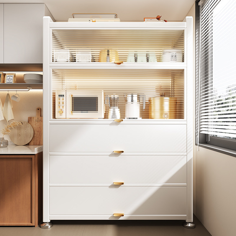 帅仕厨房置物架落地多层多功能微波炉整体橱柜家用餐边收纳柜储物