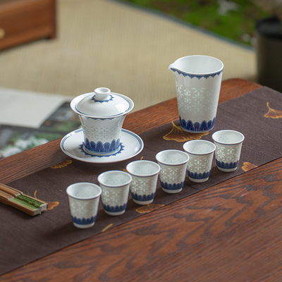 玉柏会发光的玲珑瓷茶具高端礼品