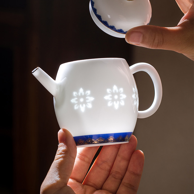 景德镇玉柏玲珑陶瓷器旅行茶壶一壶四杯便携户外茶具套装2026新款