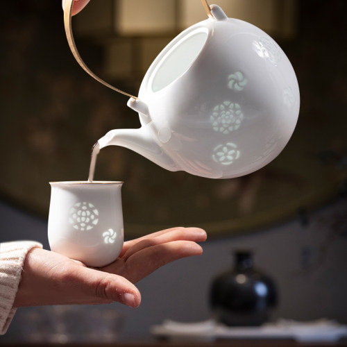 玉柏会发光的玲珑瓷茶具水具家用