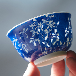 萤造景德镇手工手绘釉下彩青花陶瓷主人杯高档个人专用茶杯主人杯