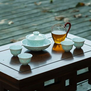 2025新款 景德镇陶瓷盖碗茶具影青三才盖碗茶杯泡茶专用茶具套装