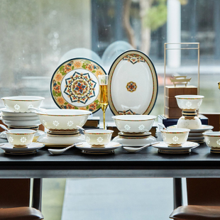 景德镇玉柏玲珑非珐琅彩特别好看的高级中式餐具套装家用2026新款