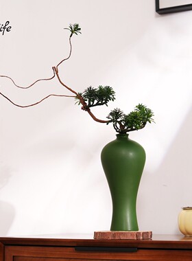 新中式马醉木绿植陶瓷花瓶套装