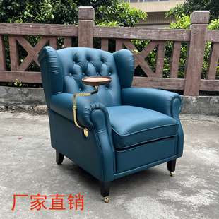 雪茄椅1919意式轻奢老虎椅全真皮高端定制美式教父椅进口单人扶手
