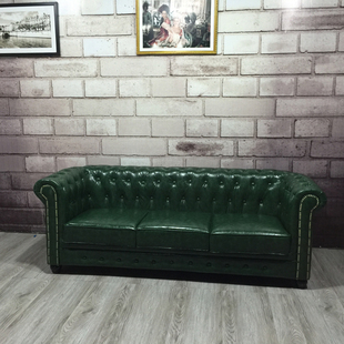 美式乡村复古工业风真皮沙发小户型客厅英伦轻奢油蜡牛皮拉扣三人