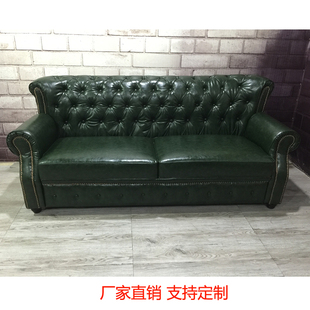 美式乡村复古拉扣皮质全皮沙发三人位客厅休闲头层真牛皮沙发定制