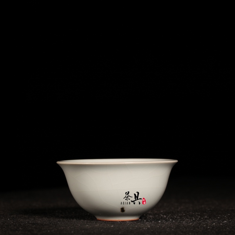 台湾章格铭迷工造物铁斑金线素雅汝窑茶杯