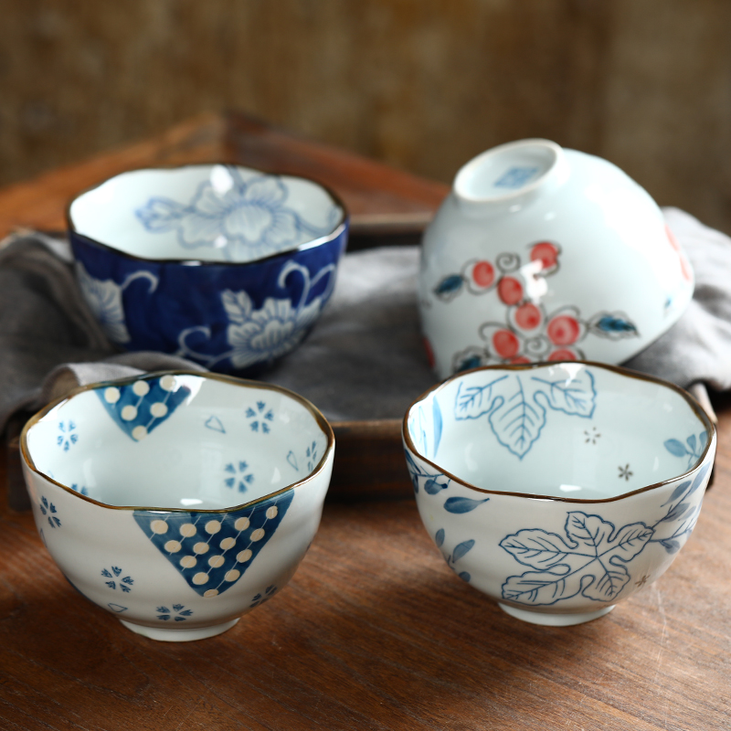 日式釉下彩新款陶瓷碗家用创意好看的吃饭碗面碗个性春夏秋冬套装