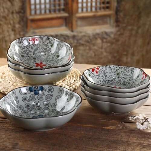 8英寸盘子陶瓷菜盘日式梅花个性