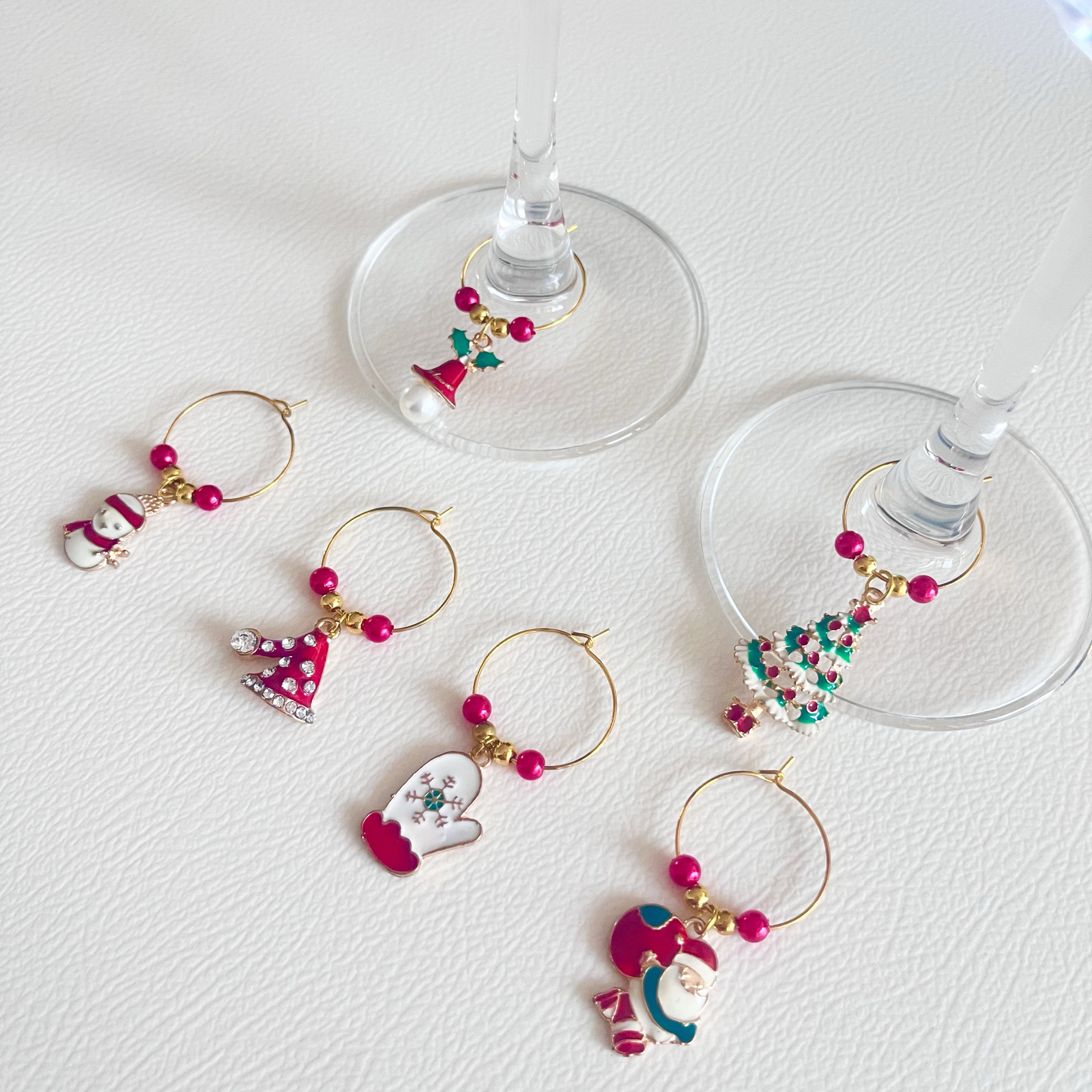 聚会酒杯标签圣诞酒杯标识金属酒杯标记环杯子区分器wine charms