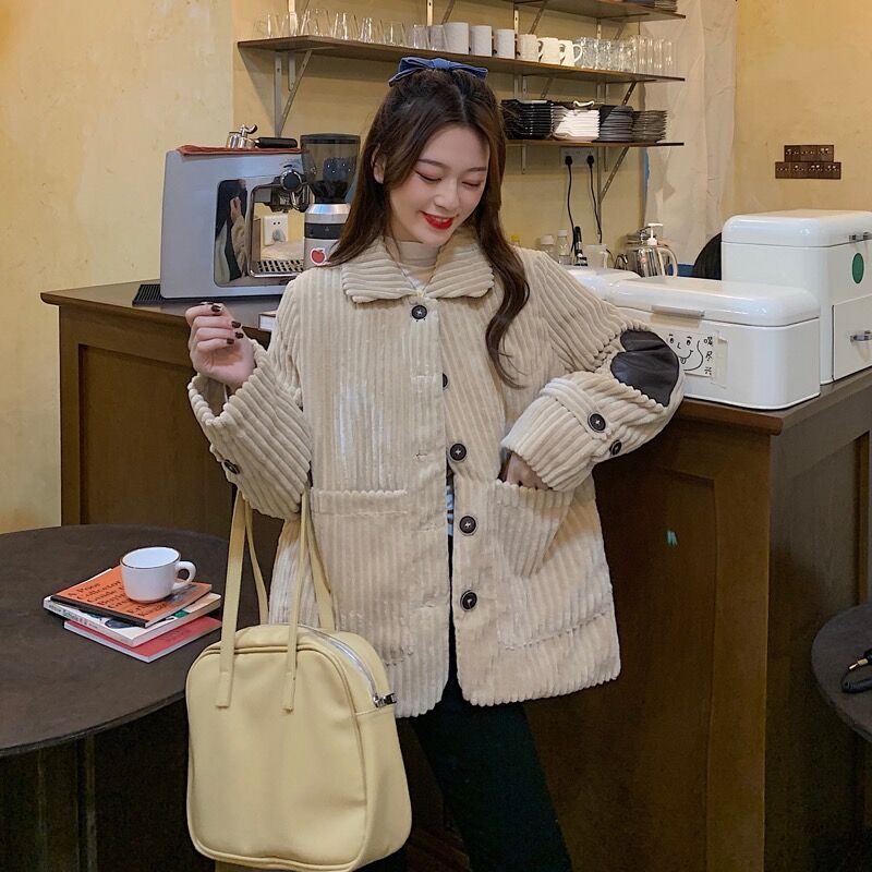 Real corduroy jacket for women in autumn and winter