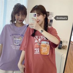 實拍 短袖t恤女港風潮i寬鬆韓版溫柔