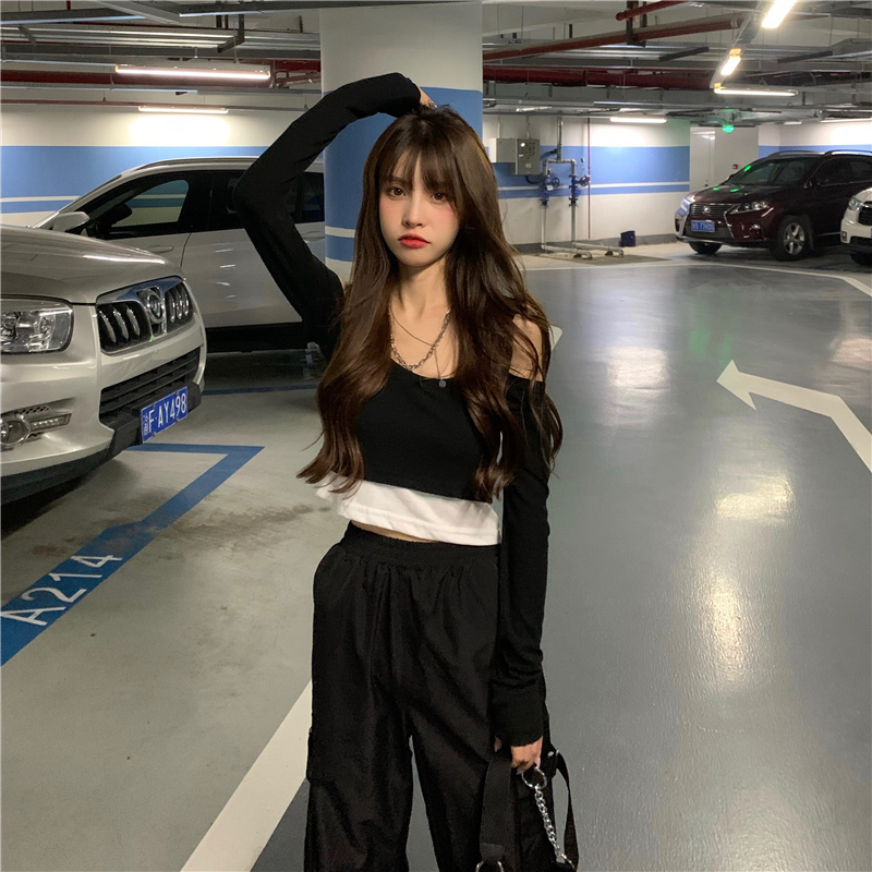 Two off shoulder long sleeve t-shirts for women