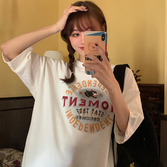 實拍短袖恤女字母印花卡通