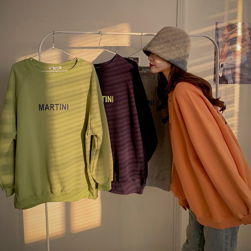 Real shot Plush thickened long sleeve loose sweater for women