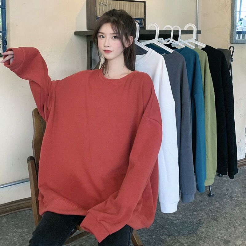 Real photo Mini cotton sweater women's loose long sleeve net red top fashion lazy style coat